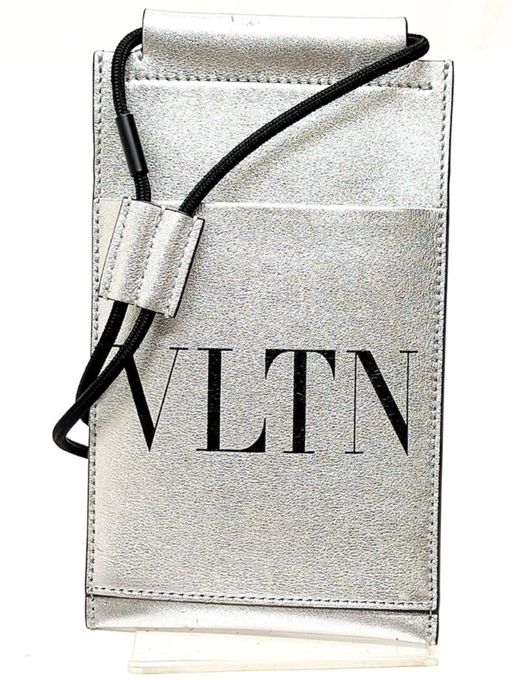 Valentino Garavani Silver Leather Card Holder